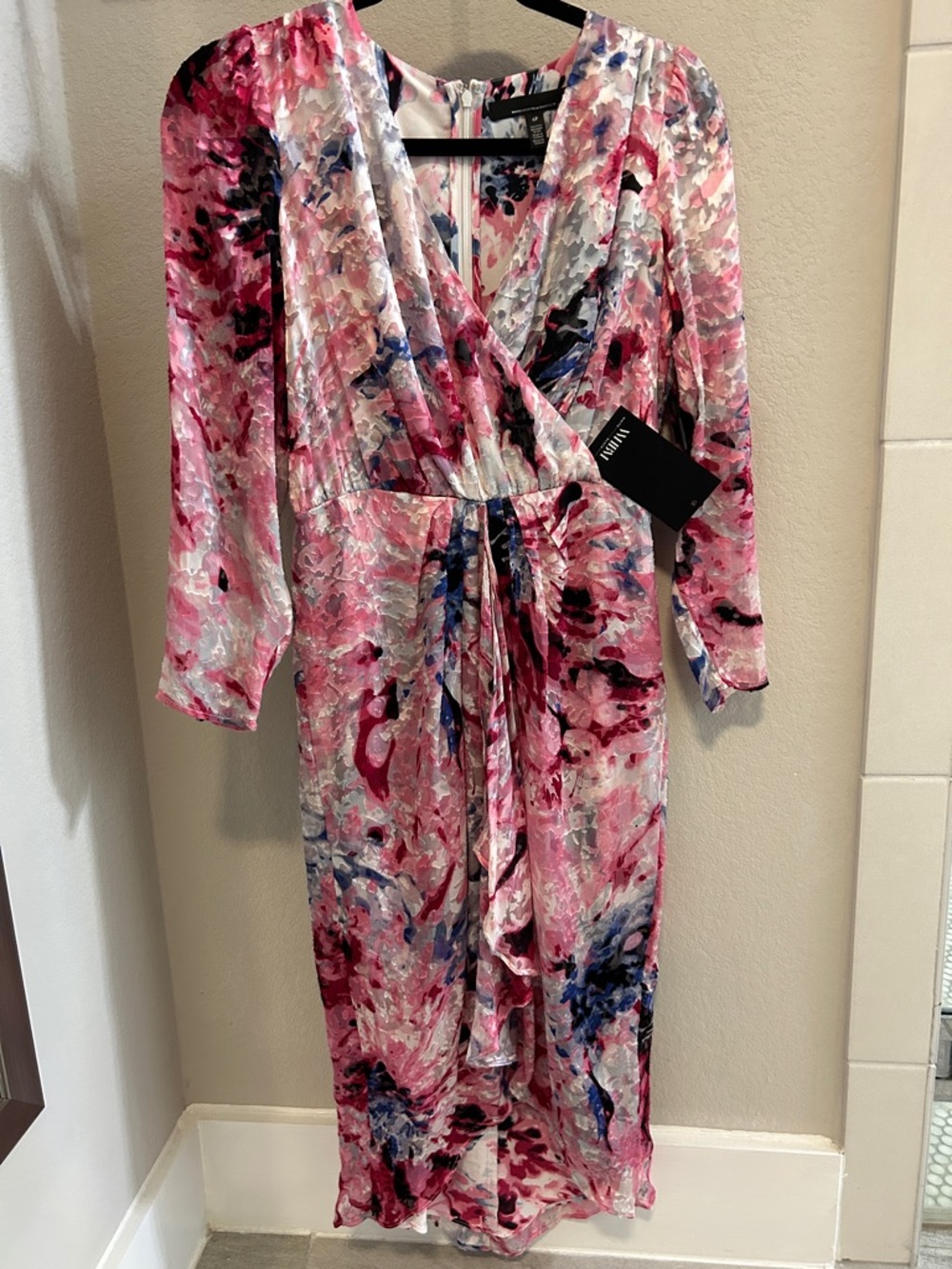 White House Black Market Pink Multicolor High-Low Dress